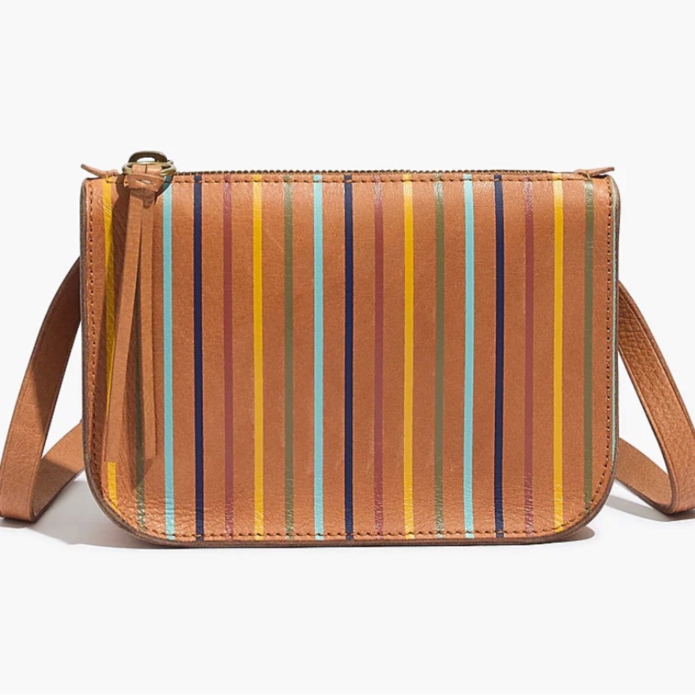 Madewell Tan The Simple Pouch Belt Bag Rainbow Stripe Edition